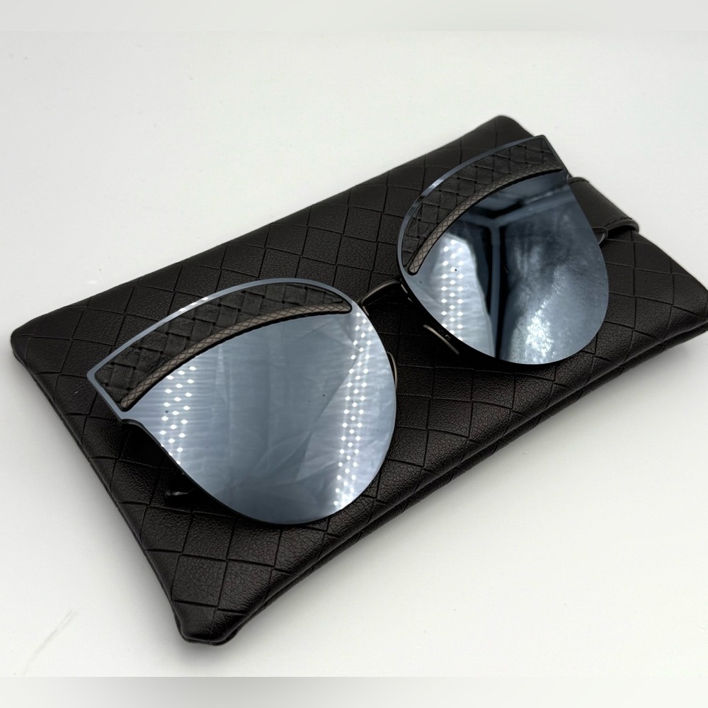 Bottega Veneta Leather Detail Cat Eye Sunglasses